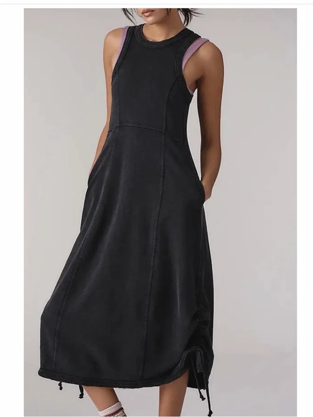 Daily Practice Midi Dress Size XS Black Cotton Racerback Casual Gorpcore Granola